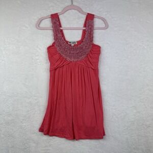 Papillon Size S Pink Tank Sleeveless Top‎ 3d Flower Dressy A Line